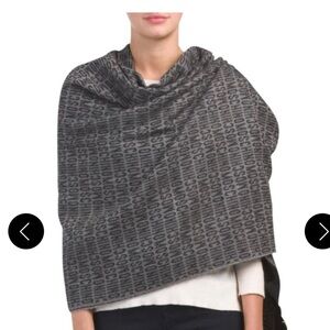 Moschino Gray and Black Logo Scarf